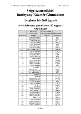 1+4 évfolyamos gimnázium – angol nyelv