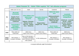 Bükki TÚRA napközis tábor tervezett programja