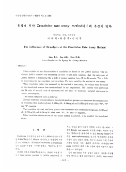 용혈에 의 한 Creatinine rate assay method에 서 의 측정 치 변화 The