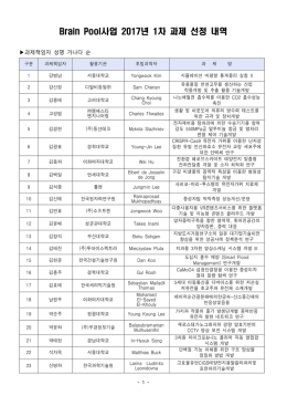 Brain Pool사업 2017년 1차 과제 선정 내역