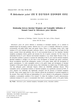 위 Helicobacter pylori 감염 및 중성구침윤과 장상피화생의 연관성