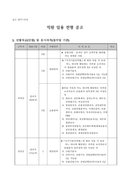 선발직급 인원 및 응시자격 접수일 기준