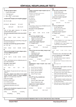 KİMYASAL HESAPLAMALAR TEST-2