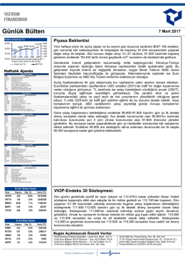 Günlük Bülten - Yatırım Finansman