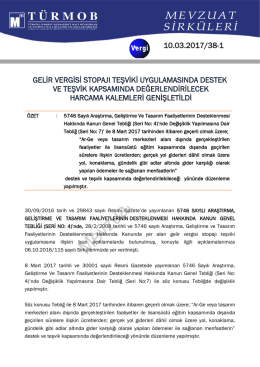 Gelir Vergisi Stopajı Teşviki Uygulamasında Destek ve Teşvik