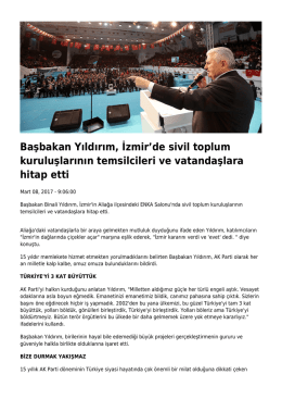 Başbakan Yıldırım, İzmir`de sivil toplum kuruluşlarının