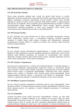 (MBA) Programındaki Zorunlu Dersler