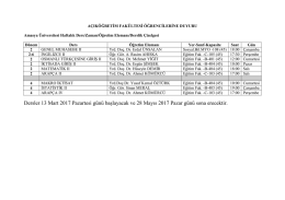 Dersler 13 Mart 2017 Pazartesi günü başlayacak ve 28 Mayıs 2017