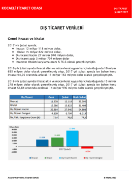 dış ticaret verileri - Kocaeli Ticaret Odası
