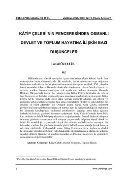 kâtip çelebi`nin penceresinden osmanlı devlet ve toplum hayatına