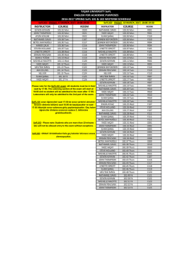 SoFL Akademik İngilizce Dersi Bahar Dönemi Vize Sınavı Takvimi