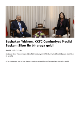 Başbakan Yıldırım, KKTC Cumhuriyet Meclisi Başkanı