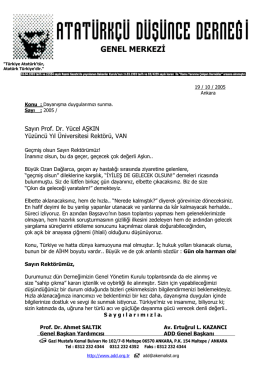 Van Rektörü Yücel Aşkın`a, 19.10.05