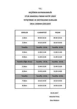Yetiştirme ve Destekleme Kursu Zaman Çizelgesi için tıklayınız