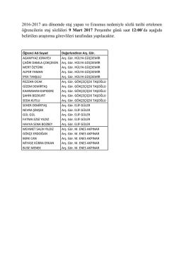 2016-2017 ara dönemde staj yapan ve Erasmus nedeniyle sözlü