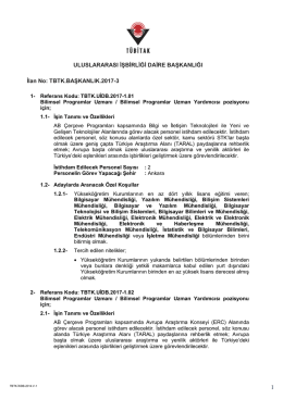 ULUSLARARASI İŞBİRLİĞİ DAİRE BAŞKANLIĞI İlan