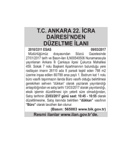tc ankara 22. icra dairesi`nden düzeltme ilanı