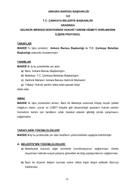 1- ANKARA BAROSU BAġKANLIĞI ĠLE TC &Ccedil;ANKAYA BELEDĠYE