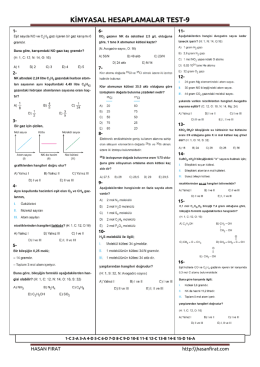 KİMYASAL HESAPLAMALAR TEST-9
