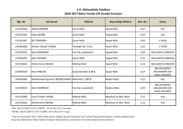 S.Ü. Mühendislik Fakültesi 2016-2017 Bahar Yarıyılı Çift Anadal