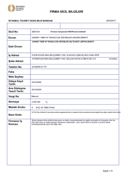 firma sicil bilgileri