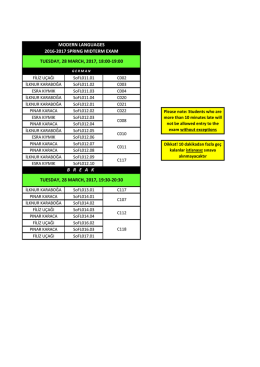 Modern Diller Bahar Dönemi Vize Sınavı Takvimi 2016