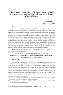 eğitim hakkı ve özgürlüğü bağlamında eğitim