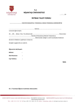 T.C NİŞANTAŞI &Uuml;NİVERSİTESİ İNTİBAK TALEP FORMU