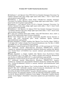 02 Şubat 2017 Tarihli Y&ouml;netim Kurulu Kararları