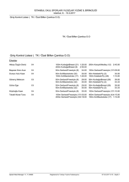 Giriş Kontrol Listesi ( TK / &Ouml;zel Bilfen &Ccedil;amlica O.O)
