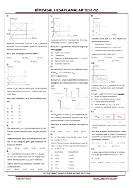 KİMYASAL HESAPLAMALAR TEST-12