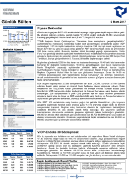 Günlük Bülten - Yatırım Finansman