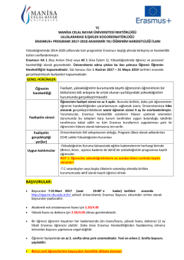 Erasmus+ &Ouml;ğrenci &Ouml;ğrenim Hareketliliği İlanı 2017-2018