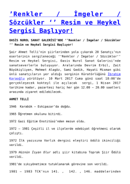 `Renkler / İmgeler / Sözcükler `` Resim ve Heykel Sergisi Başlıyor!