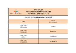 inci koleji 2016-2017 eğitim öğretim yılı 2. dönem 1. yazılı haftası