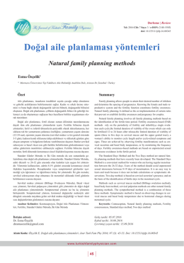 Doğal aile planlaması yöntemleri - The Journal of Turkish Family