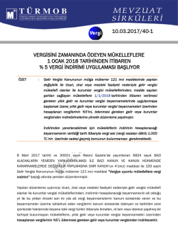 Vergisini Zamanında Ödeyen Mükelleflere 1 Ocak 2018 Tarihinden