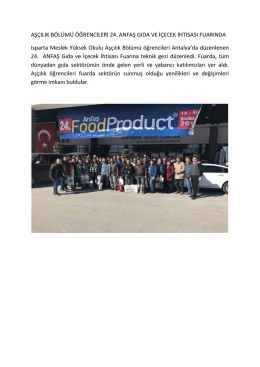 AŞÇILIK BÖLÜMÜ ÖĞRENCİLERİ 24. ANFAŞ GIDA