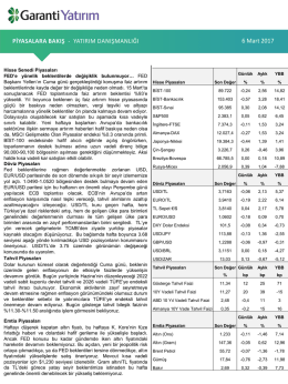 PİYASALARA BAKIŞ - YATIRIM DANIŞMANLIĞI 6 Mart 2017