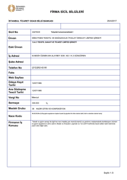 firma sicil bilgileri