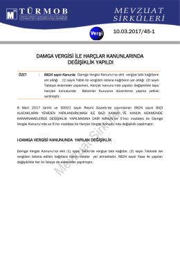 Damga Vergisi ile Har&ccedil;lar Kanunlarında Değişiklik Yapıldı.