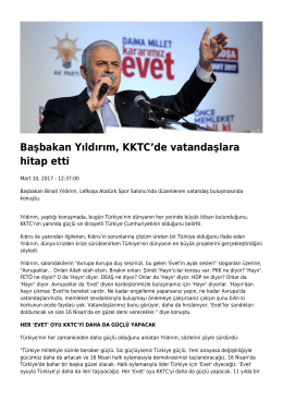 Başbakan Yıldırım, KKTC`de vatandaşlara hitap etti