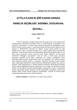 attila ilhan`ın şiir kadınlarında annelik biçimleri: sığınma, doğurgan