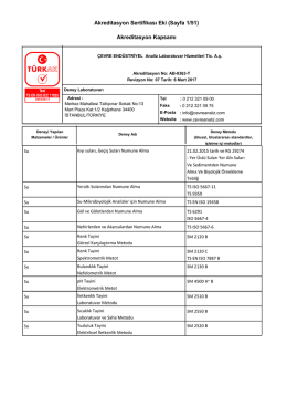 Akreditasyon Sertifikası Eki (Sayfa 1/59) Akreditasyon Kapsamı
