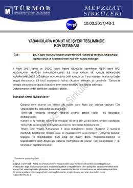 Yabancılara Konut ve İşyeri Tesliminde KDV İstisnası.