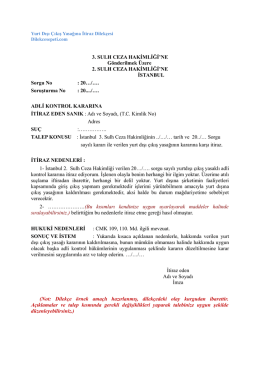 Yurt Dışı &Ccedil;ıkış Yasağı İtiraz Dilek&ccedil;esi PDF