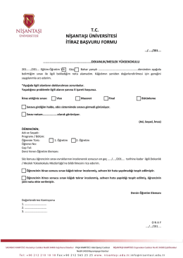 tc nişantaşı &uuml;niversitesi itiraz başvuru formu