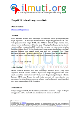Fungsi PHP dalam Pemograman Web