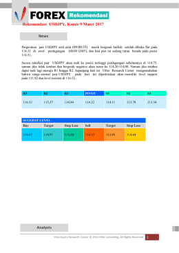 Rekomendasi USDJPY, Kamis 9 Maret 2017 News