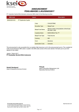 ANNOUNCEMENT PENG-089/KSEI.3.JKU/ISIN/032017
